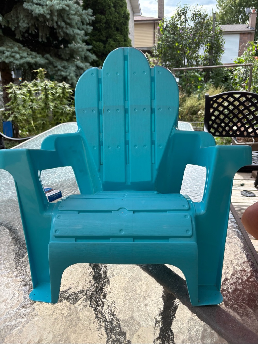 Kids One-Piece Teal Plastic Adirondack-Style Chair